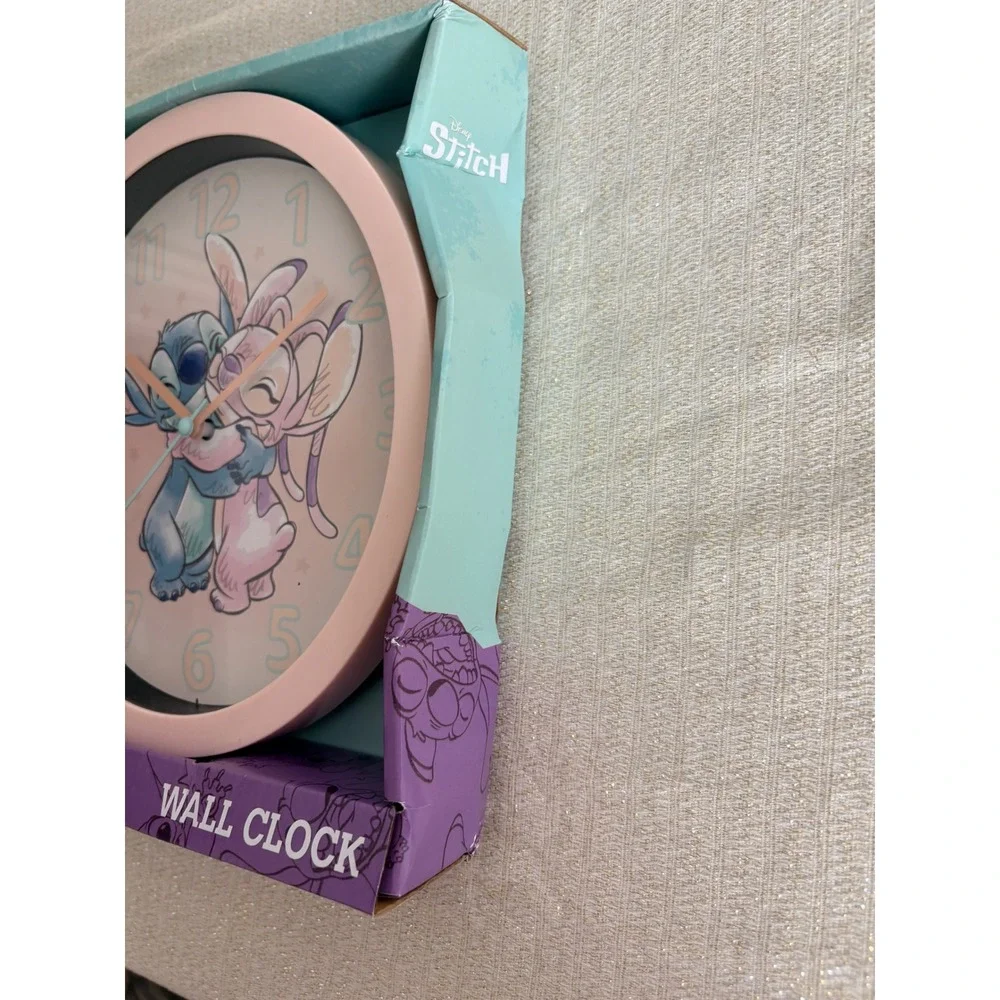 Disney Stitch Wall Clock 10in Pink New Stitch and Angel You Light‎ Up My World